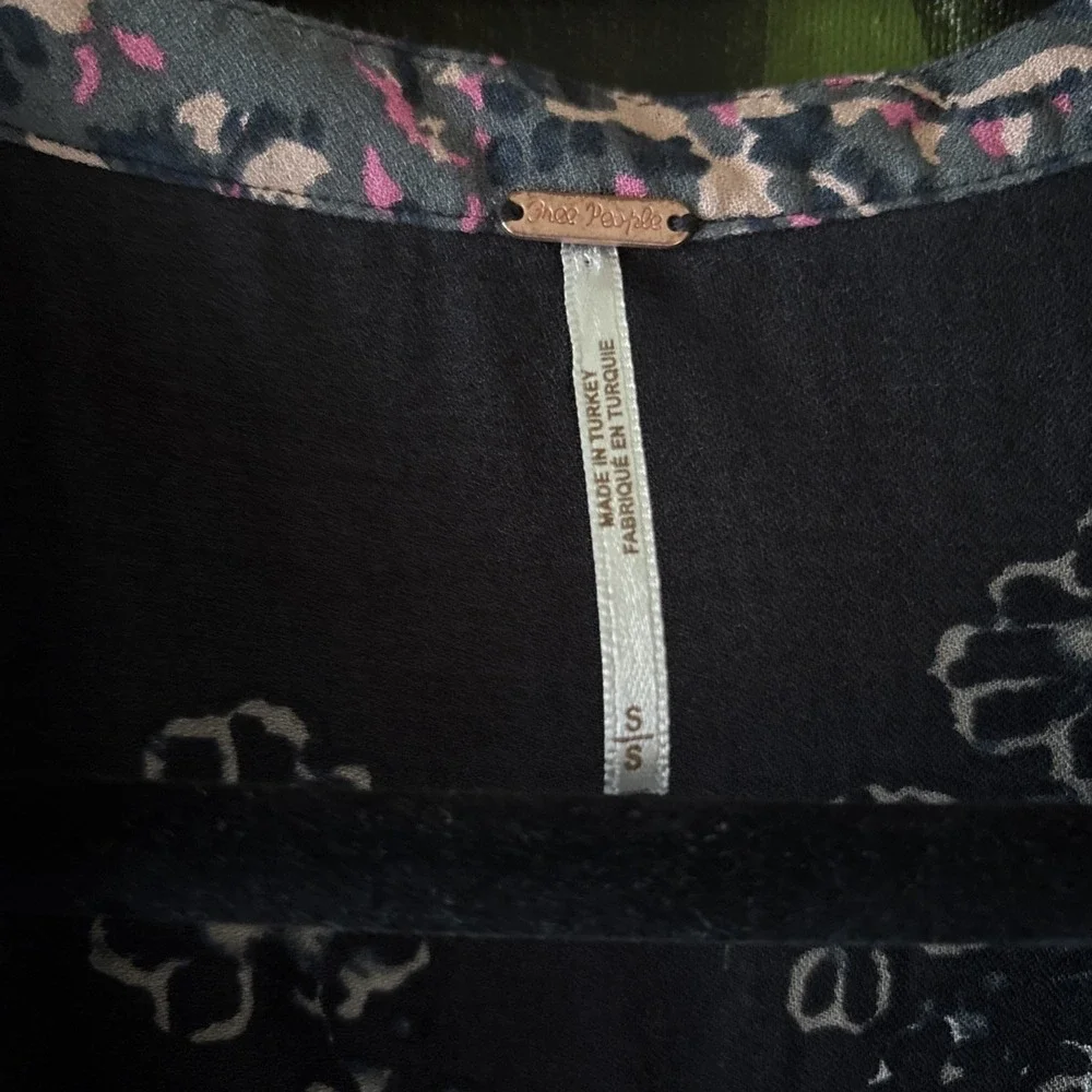 Free People's You Only Knew' Boho Black And‎ Pink Maxi Dress. Size Small